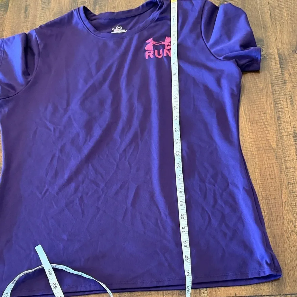Under Armour Purple Short Sleeve Run Tee with Pink Logo - Picture 5 of 6